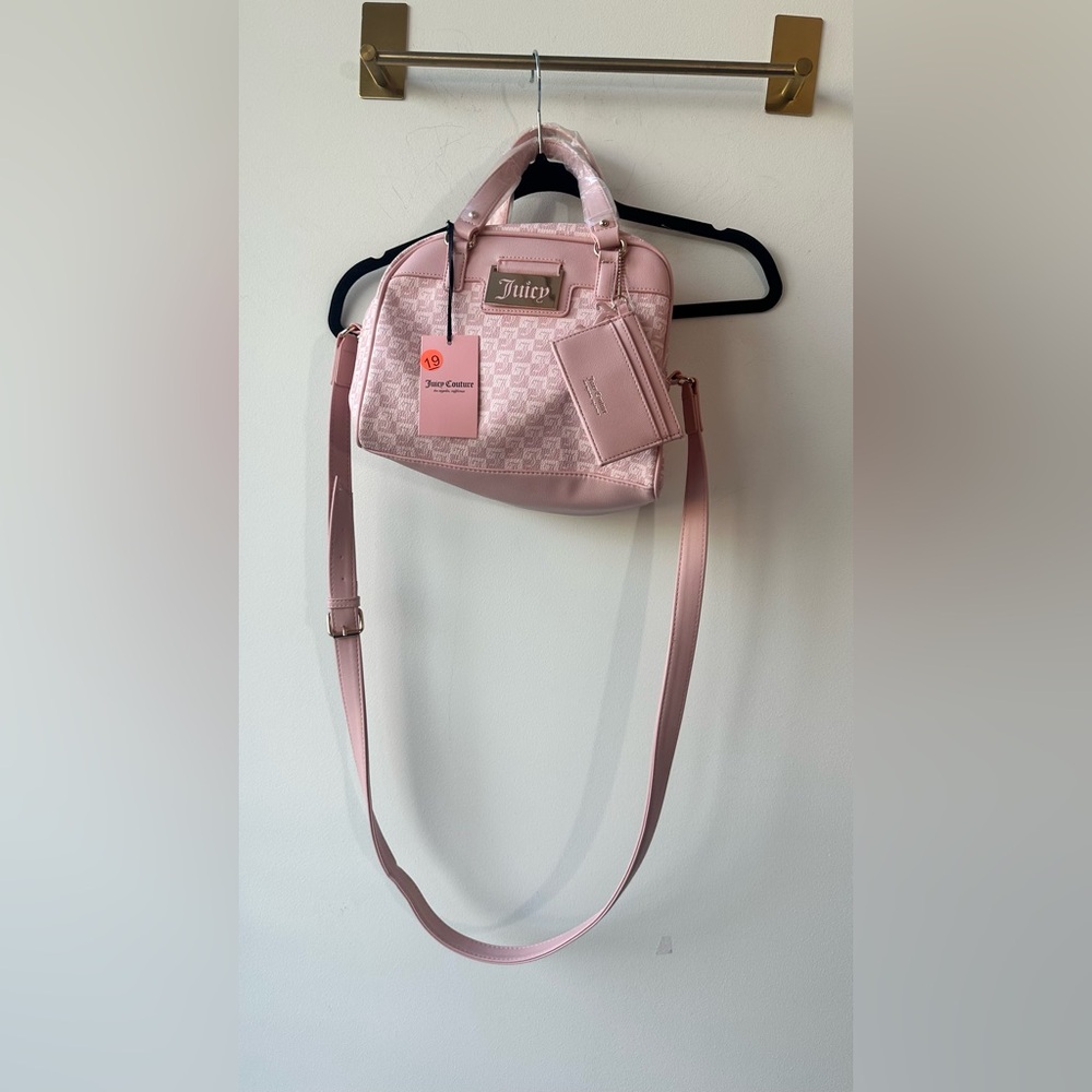 🆕 Juicy Couture, Pink Diamond Monogram Satchel Crossbody Bag |